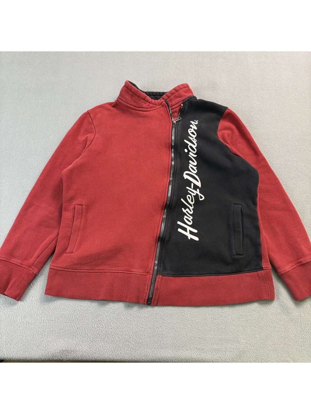 Harley Davidson Zip Up Moto Sweatshirt Women’s Size Large Red